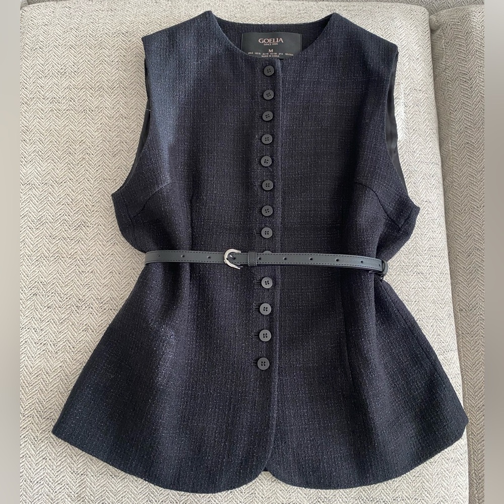 Classy Tweed Black Vest M - Picture 1 of 3